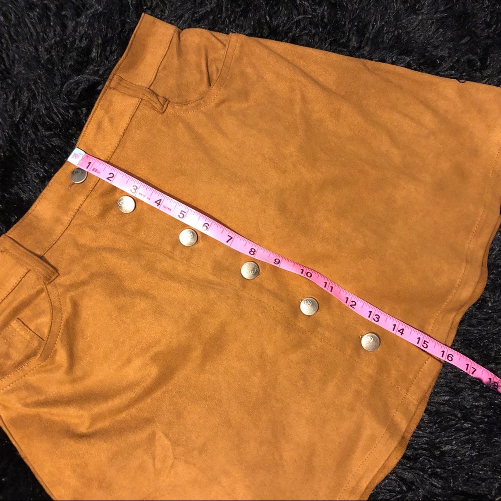 Brown Suede Button A-Line Skirt Size Medium - Picture 5 of 6